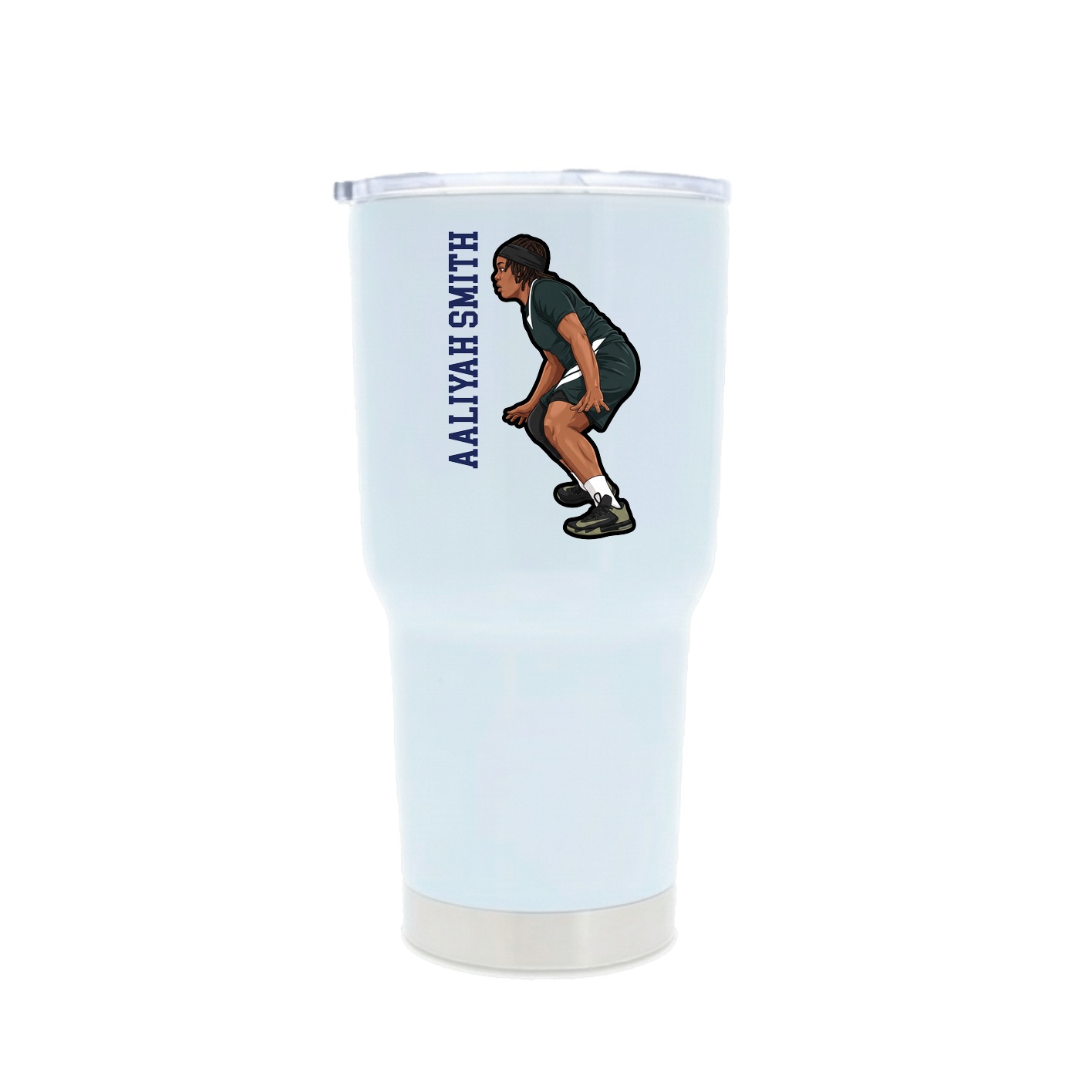 30oz Stainless Steel Tumbler — Name Vertical in White