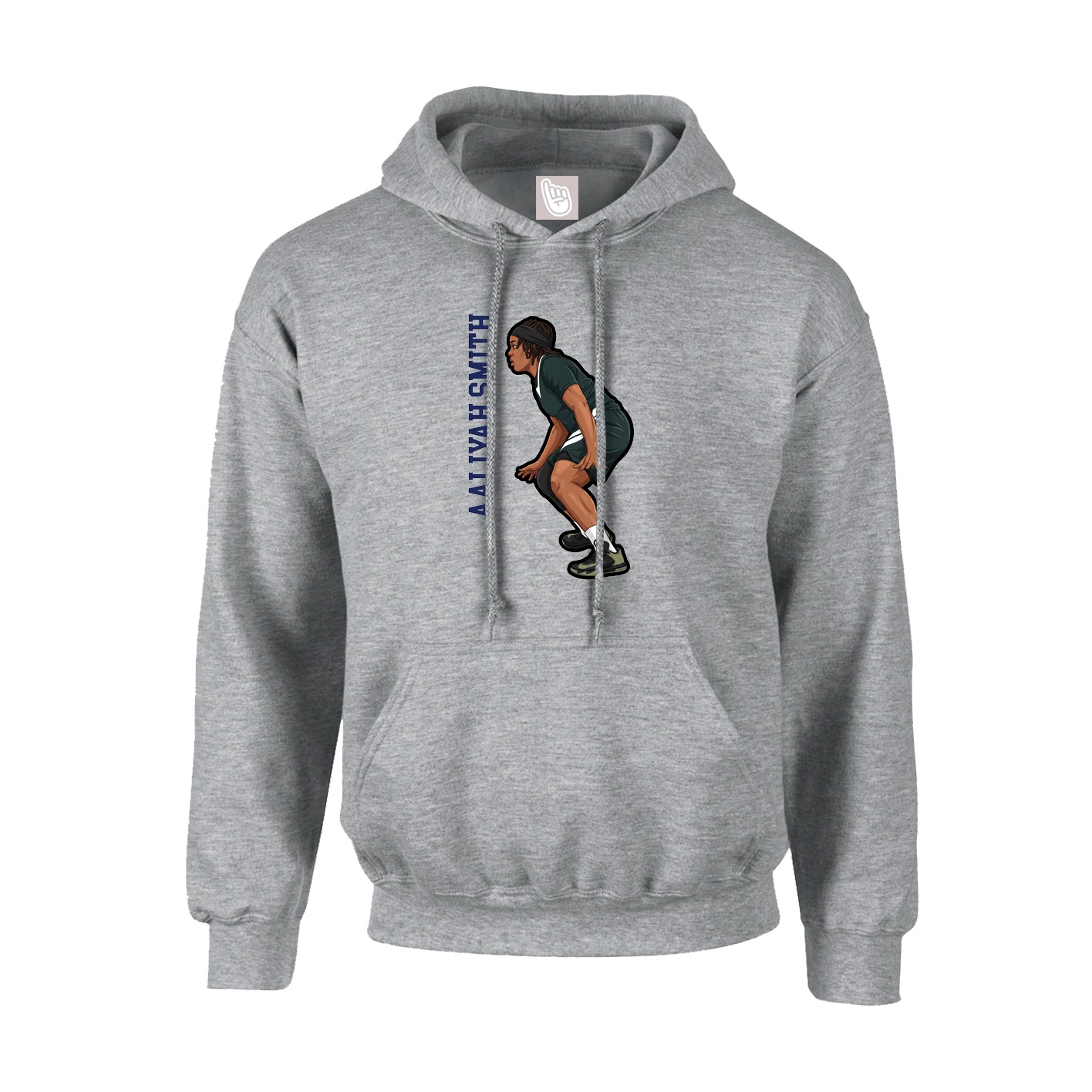 Youth Hoodie — Name Vertical in Grey