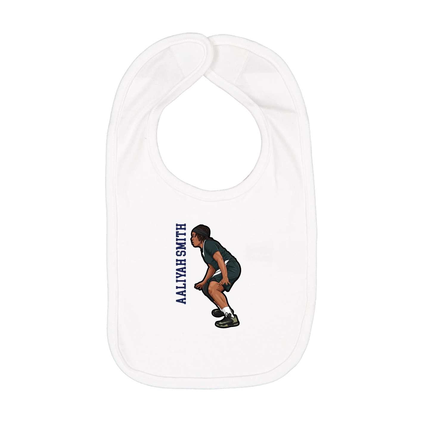 Infant Bib — Name Vertical in White