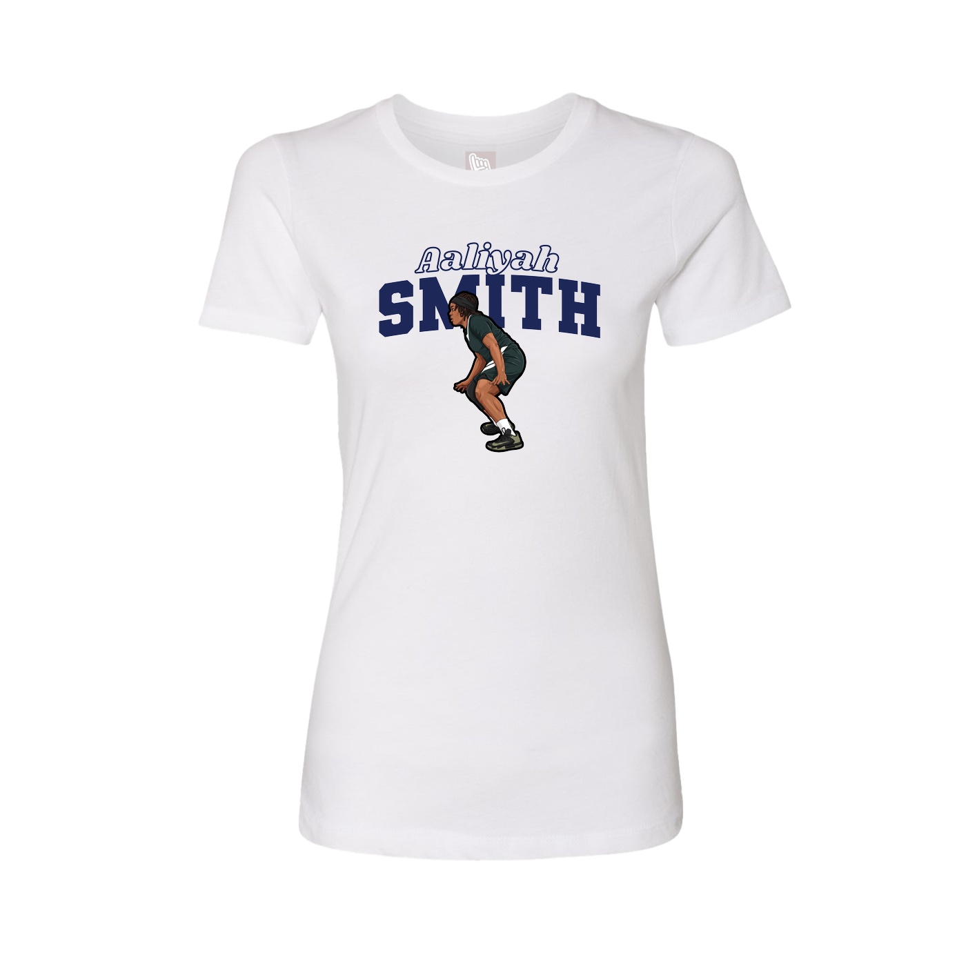 Womens Tee — Name Arch in White