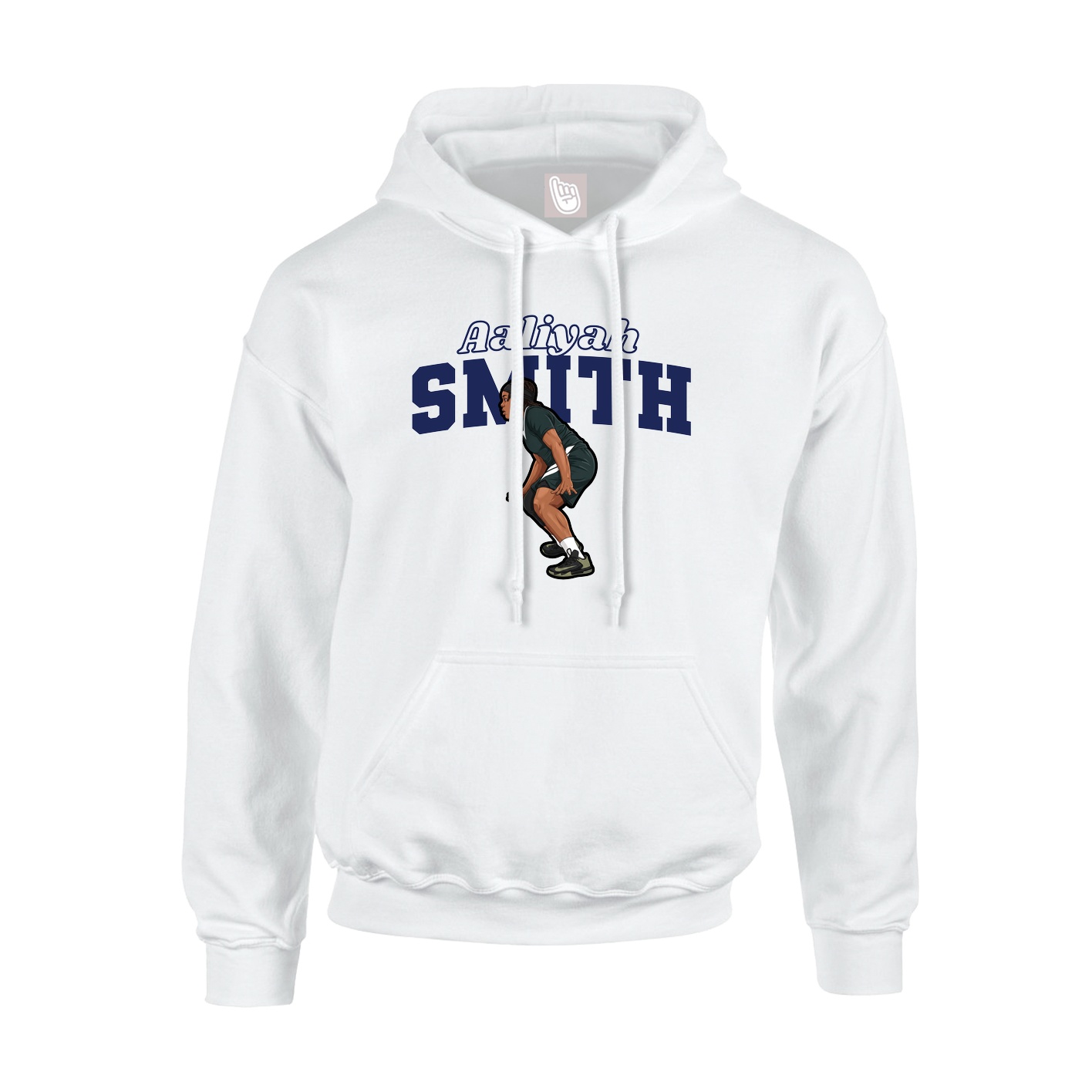Youth Hoodie — Name Arch in White