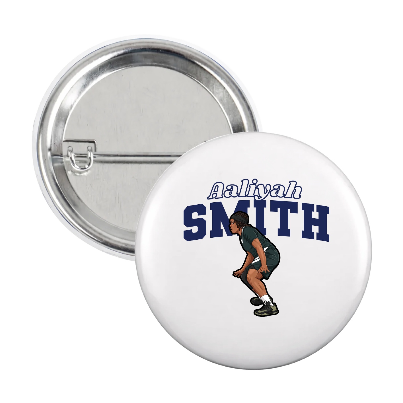 Game Day Button — Name Arch in White