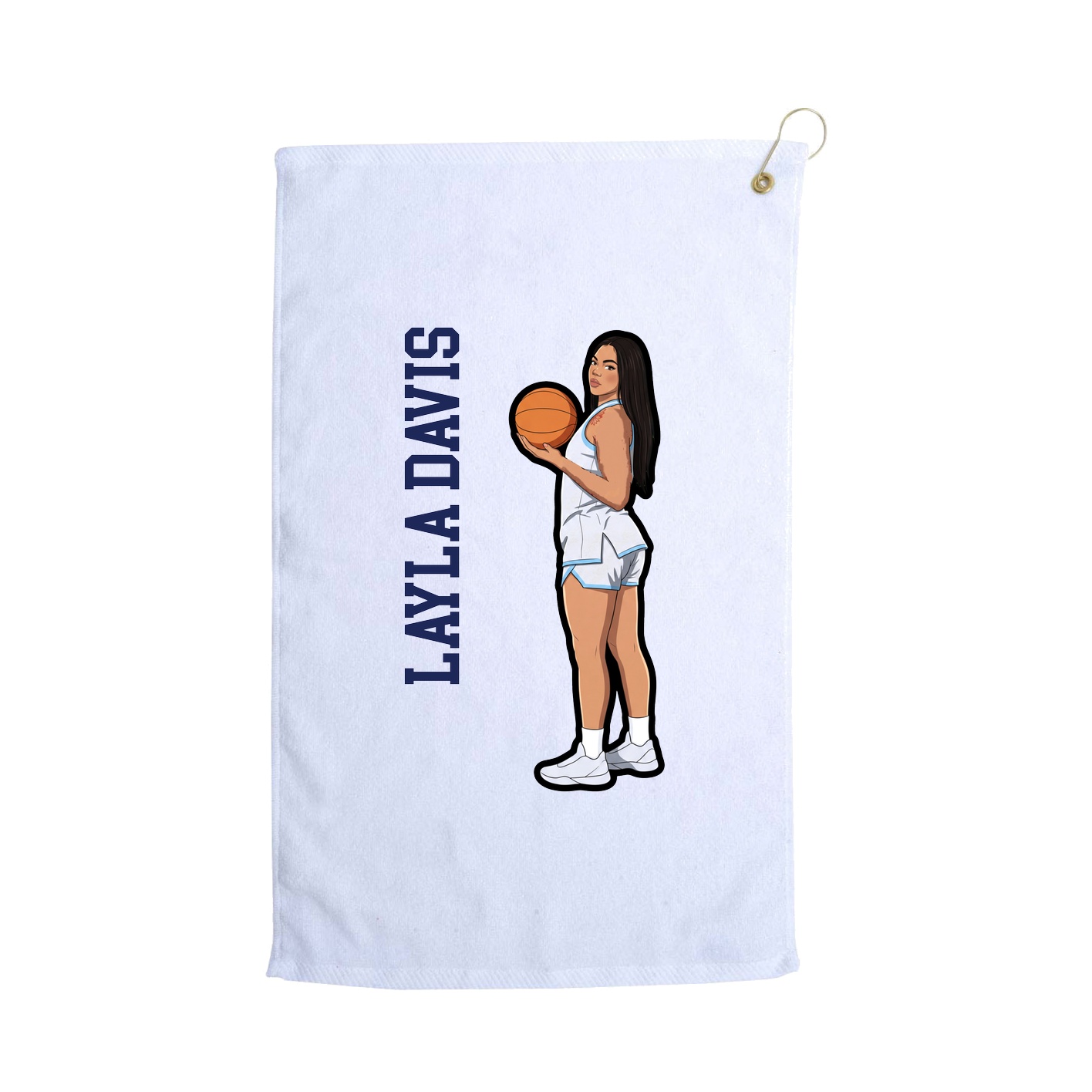 Golf Towel — Name Vertical in White