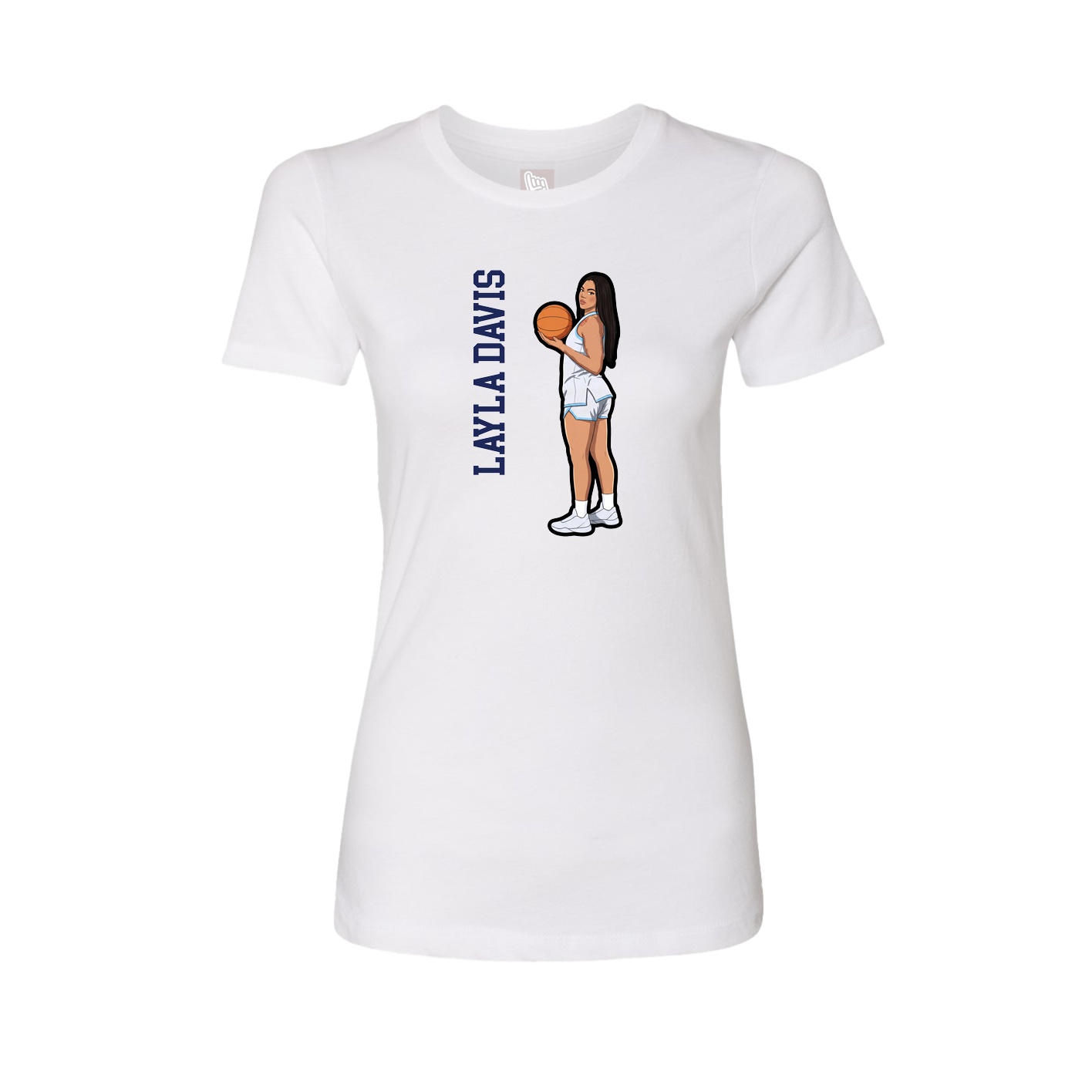 Fitted Women's Tee — Name Vertical in White