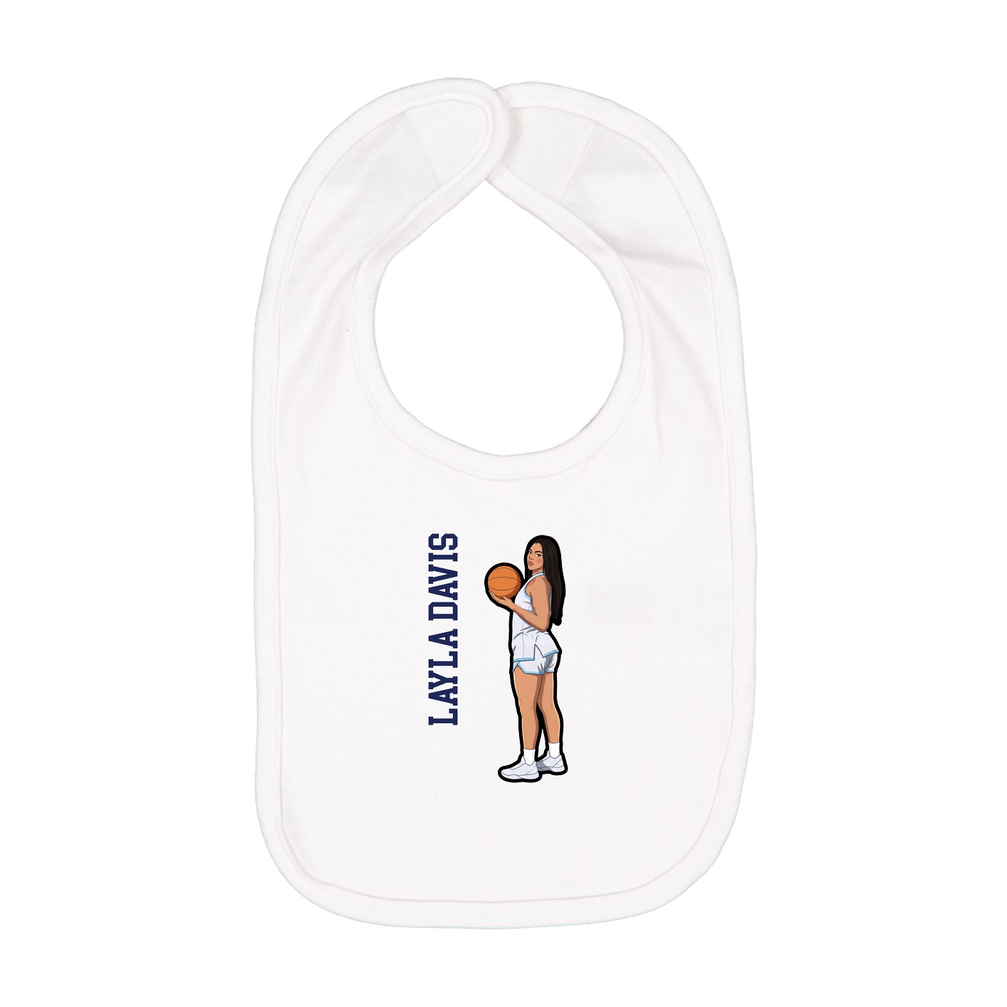 Infant Bib — Name Vertical in White