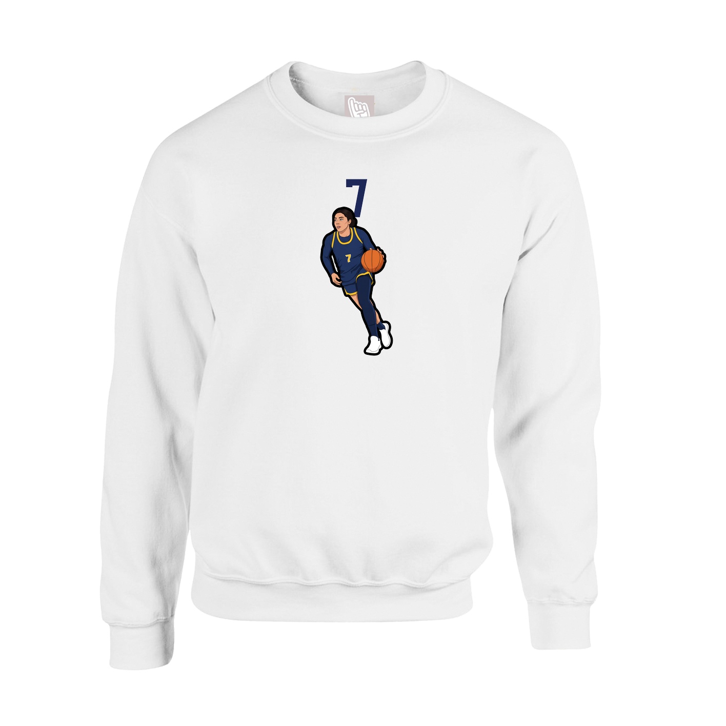 Fleece Crew — Number Top in White