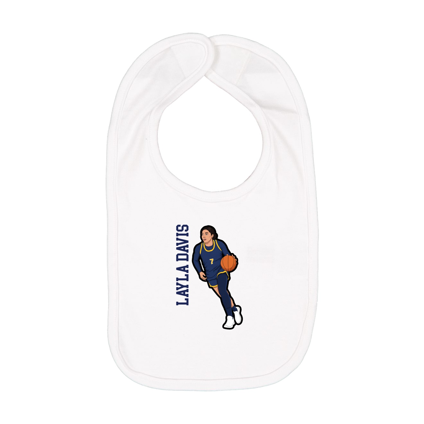 Infant Bib — Name Vertical in White
