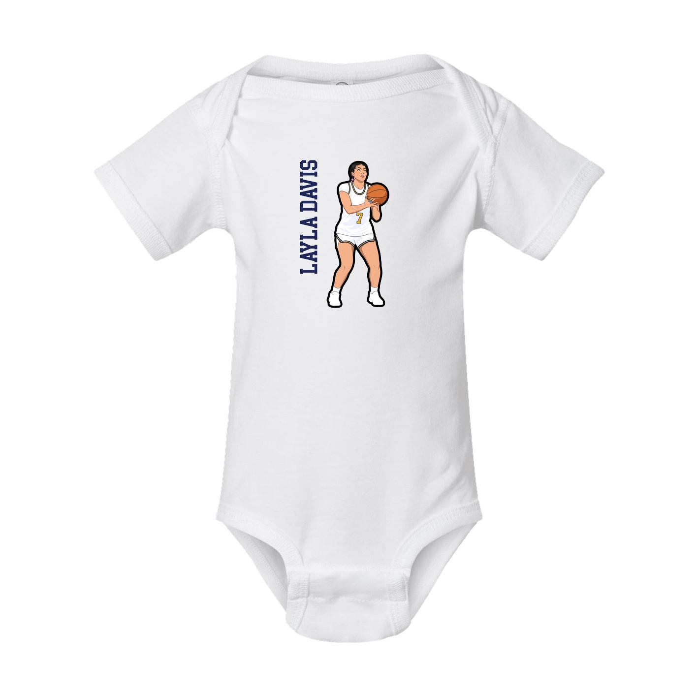 Baby Onesie — Name Vertical in White