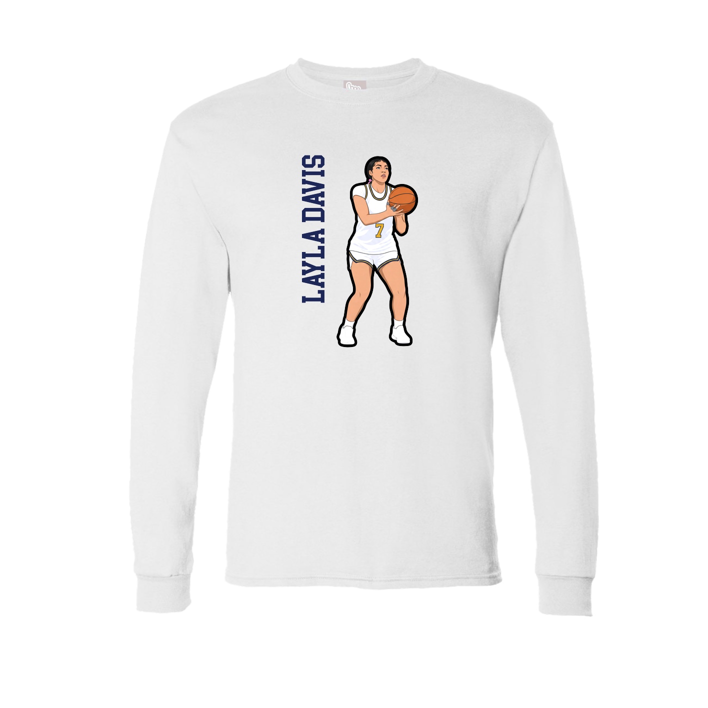 Long Sleeve Tee — Name Vertical in White