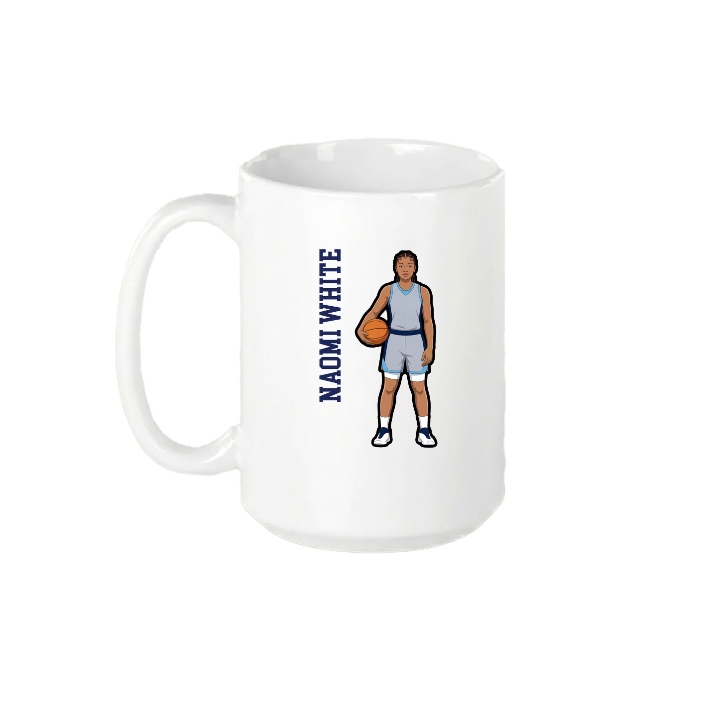 15oz Coffee Mug — Name Vertical in White