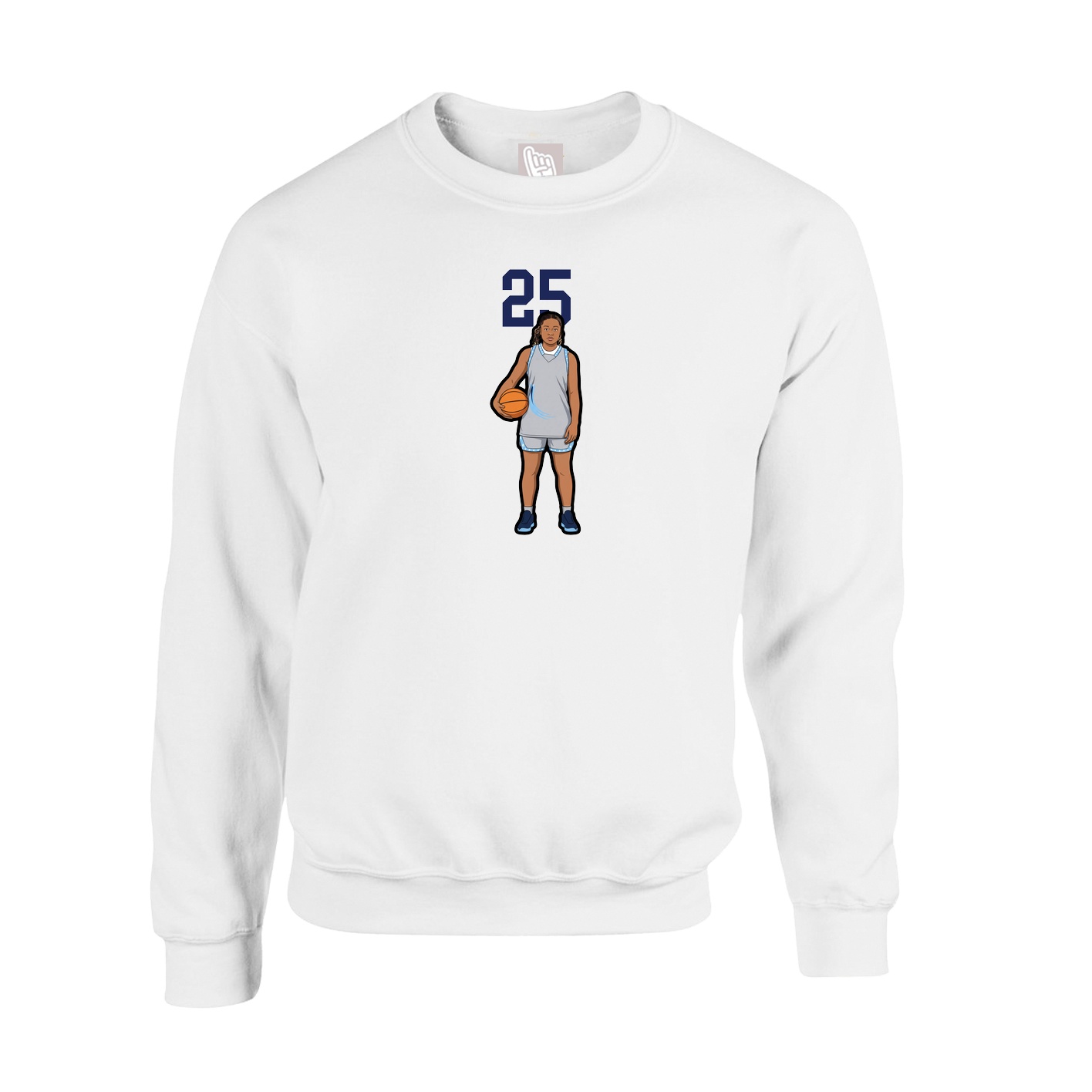 Fleece Crew — Number Top in White