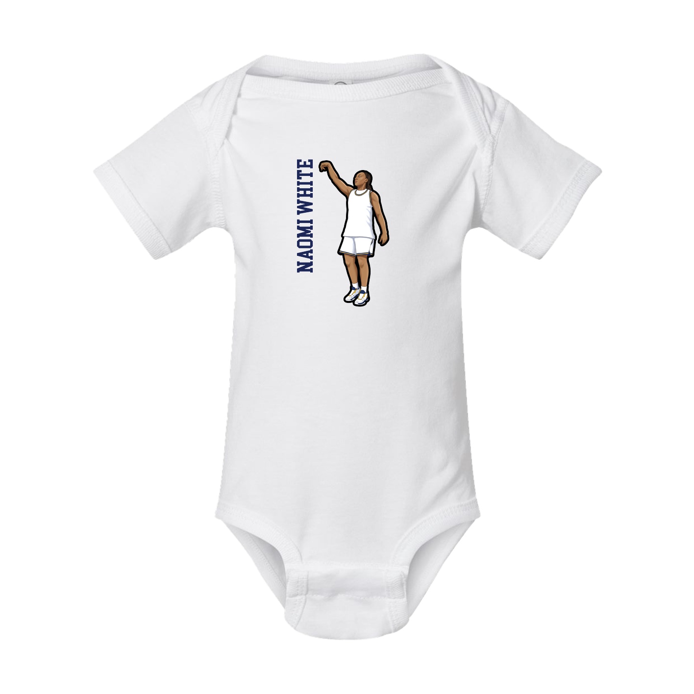 Baby Onesie — Name Vertical in White