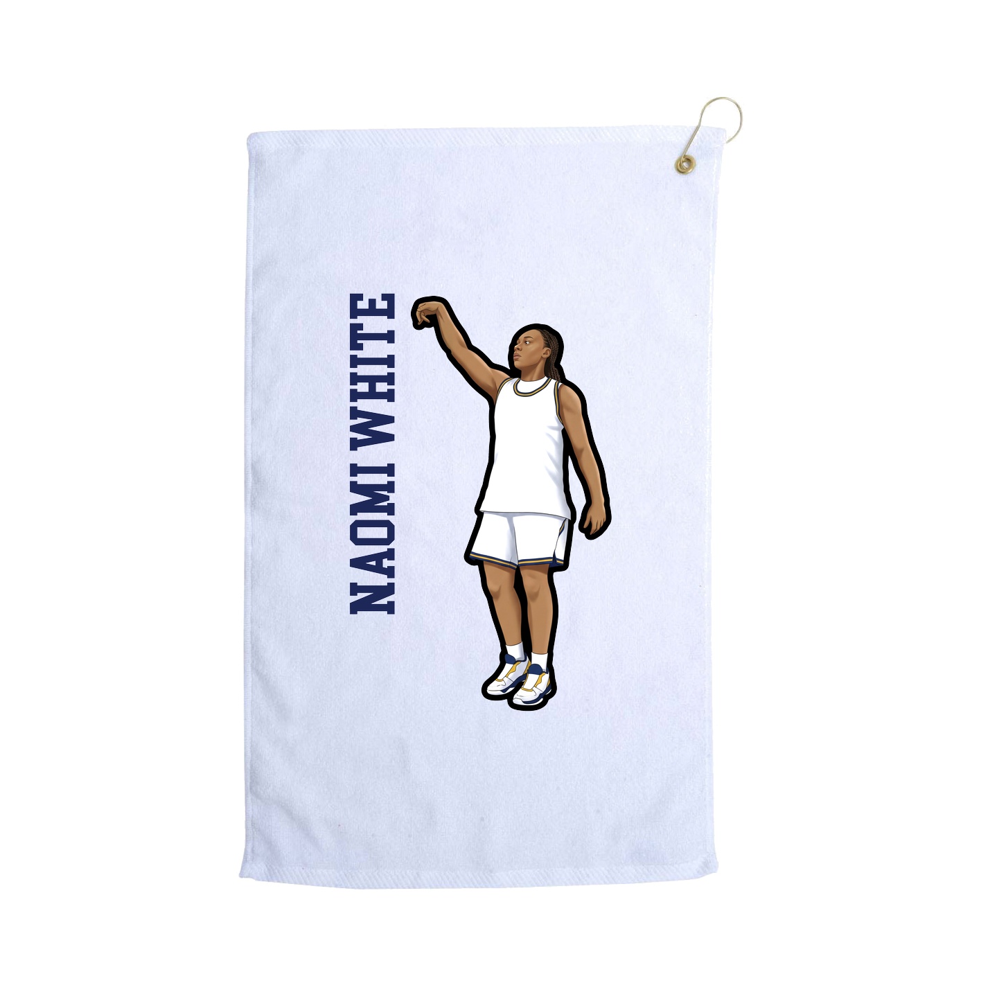 Golf Towel — Name Vertical in White