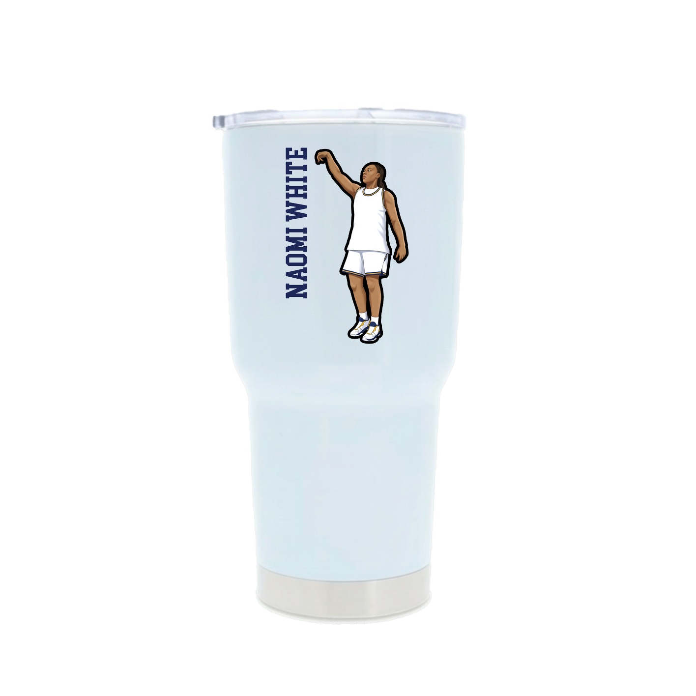 30oz Stainless Steel Tumbler — Name Vertical in White