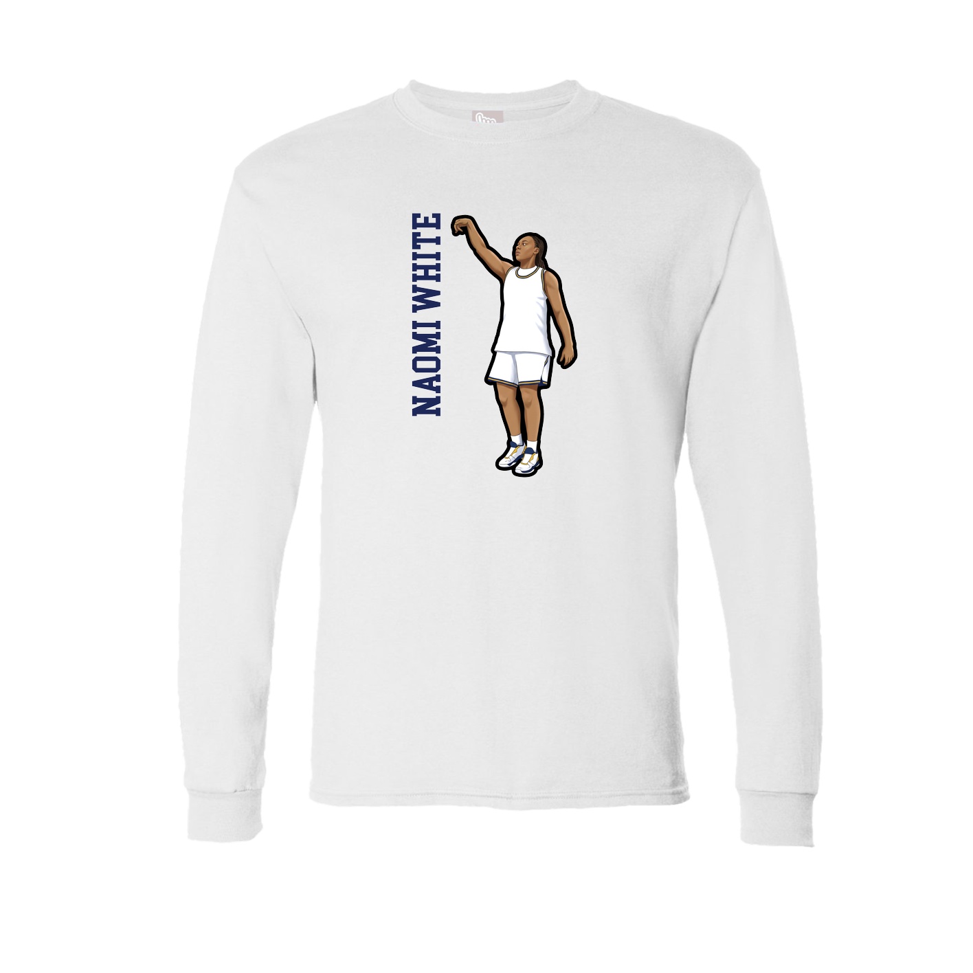 Long Sleeve Tee — Name Vertical in White