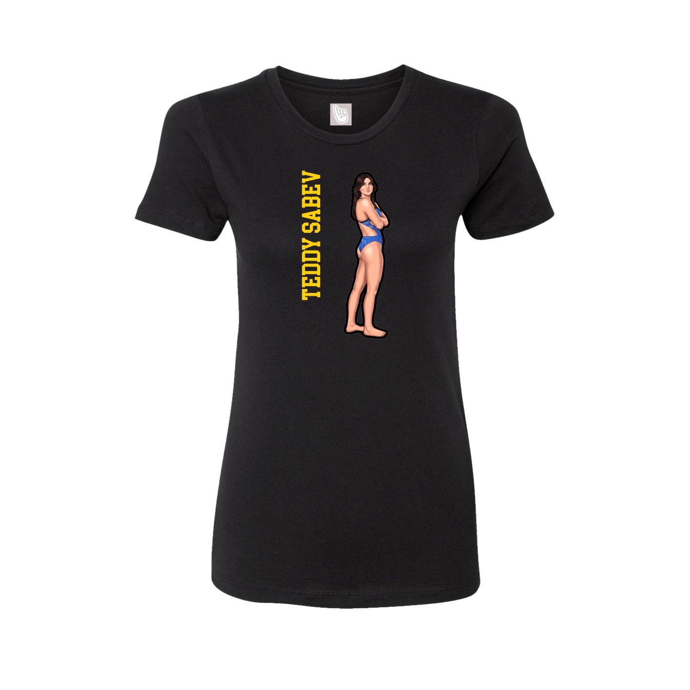 Fitted Women's Tee — Name Vertical in Black