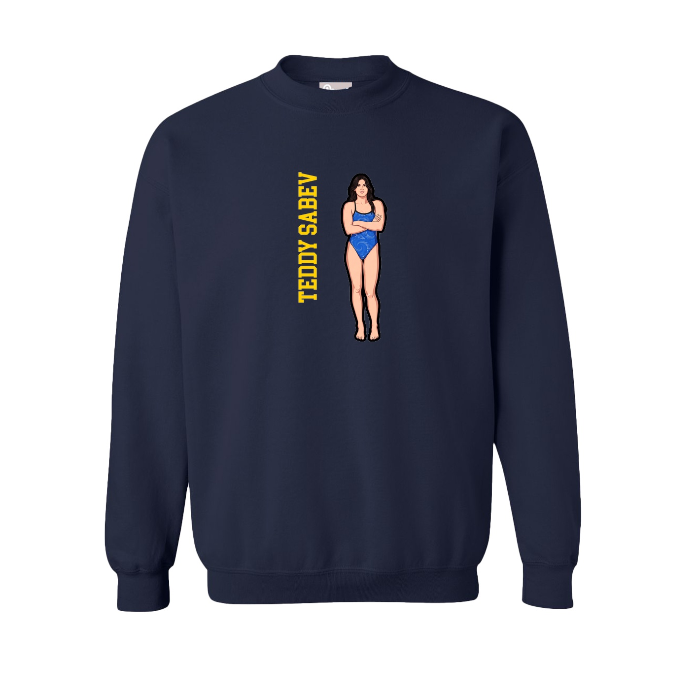 Fleece Crew — Name Vertical in Navy