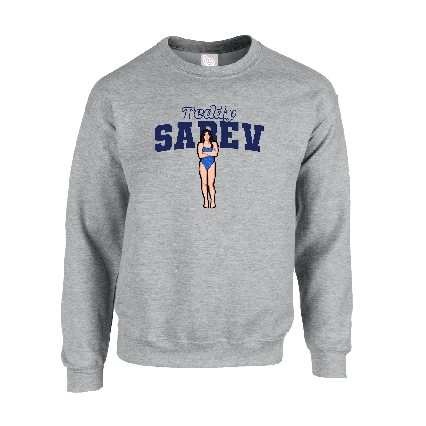 Fleece Crew — Name Arch in Grey