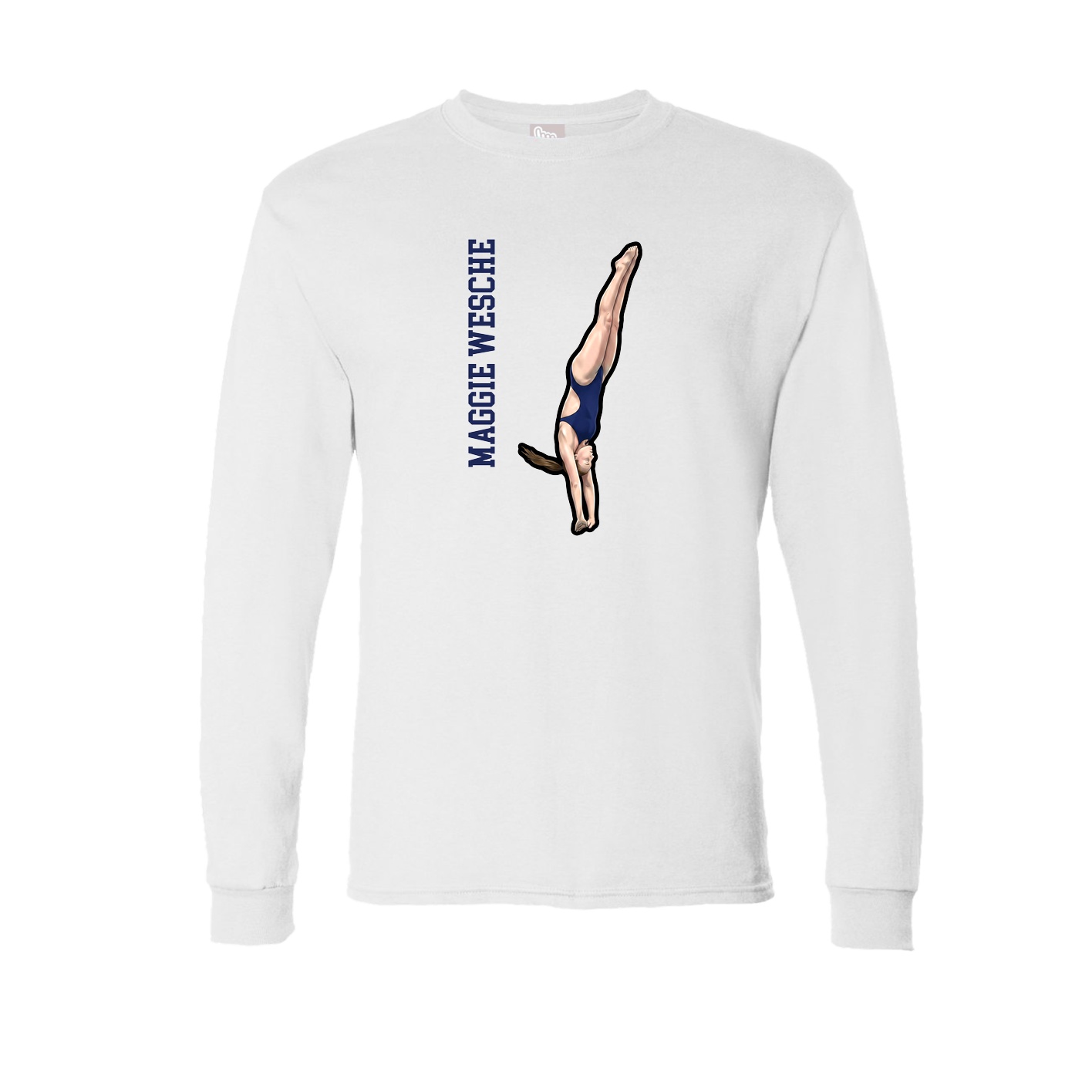 Long Sleeve Tee — Name Vertical in White