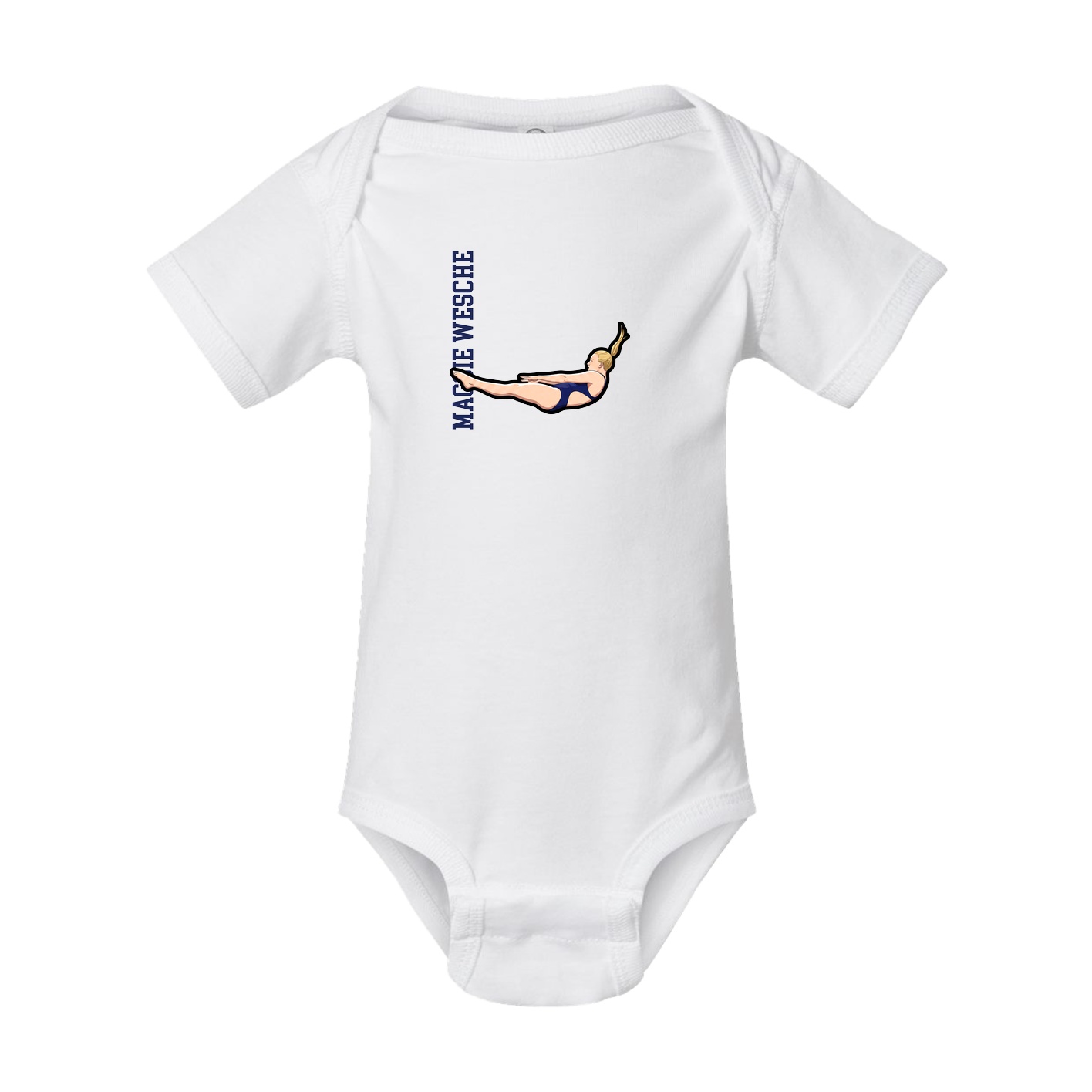 Baby Onesie — Name Vertical in White