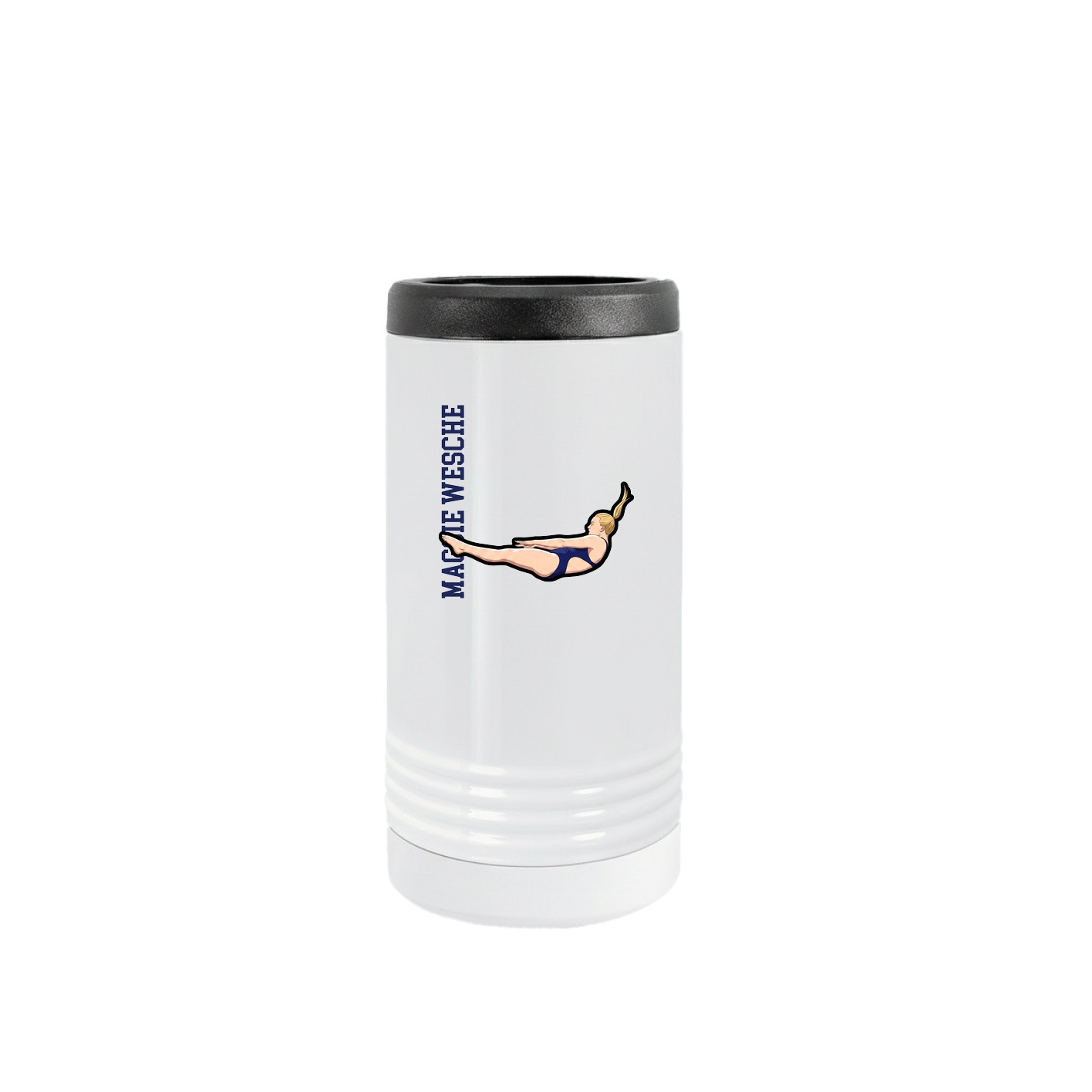 Slim Beverage Holder — Name Vertical in White