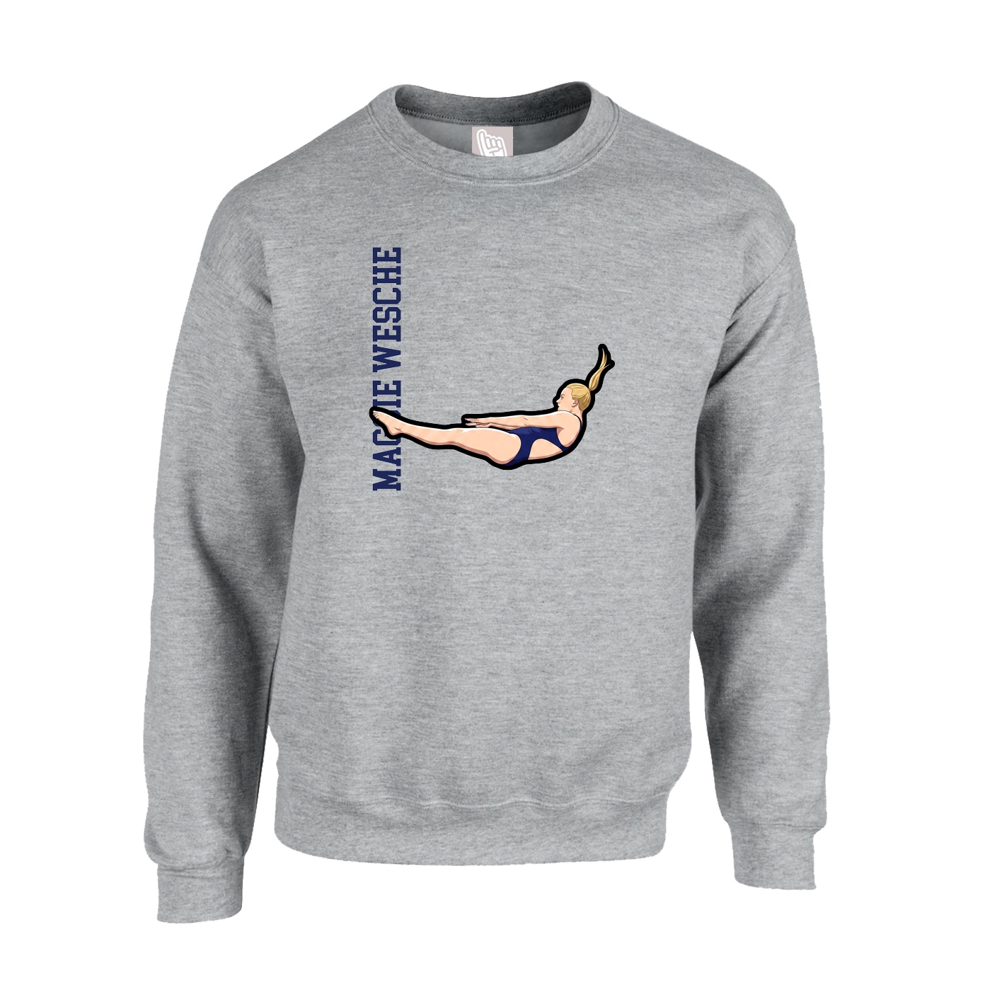 Fleece Crew — Name Vertical in Grey