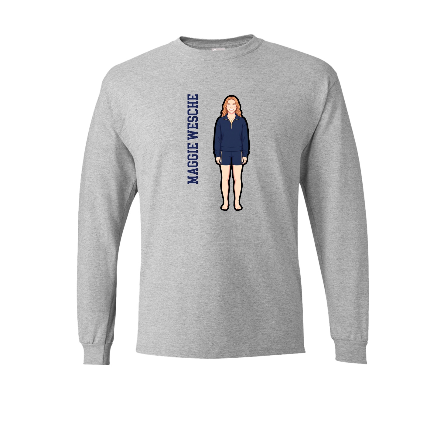 Long Sleeve Tee — Name Vertical in Grey