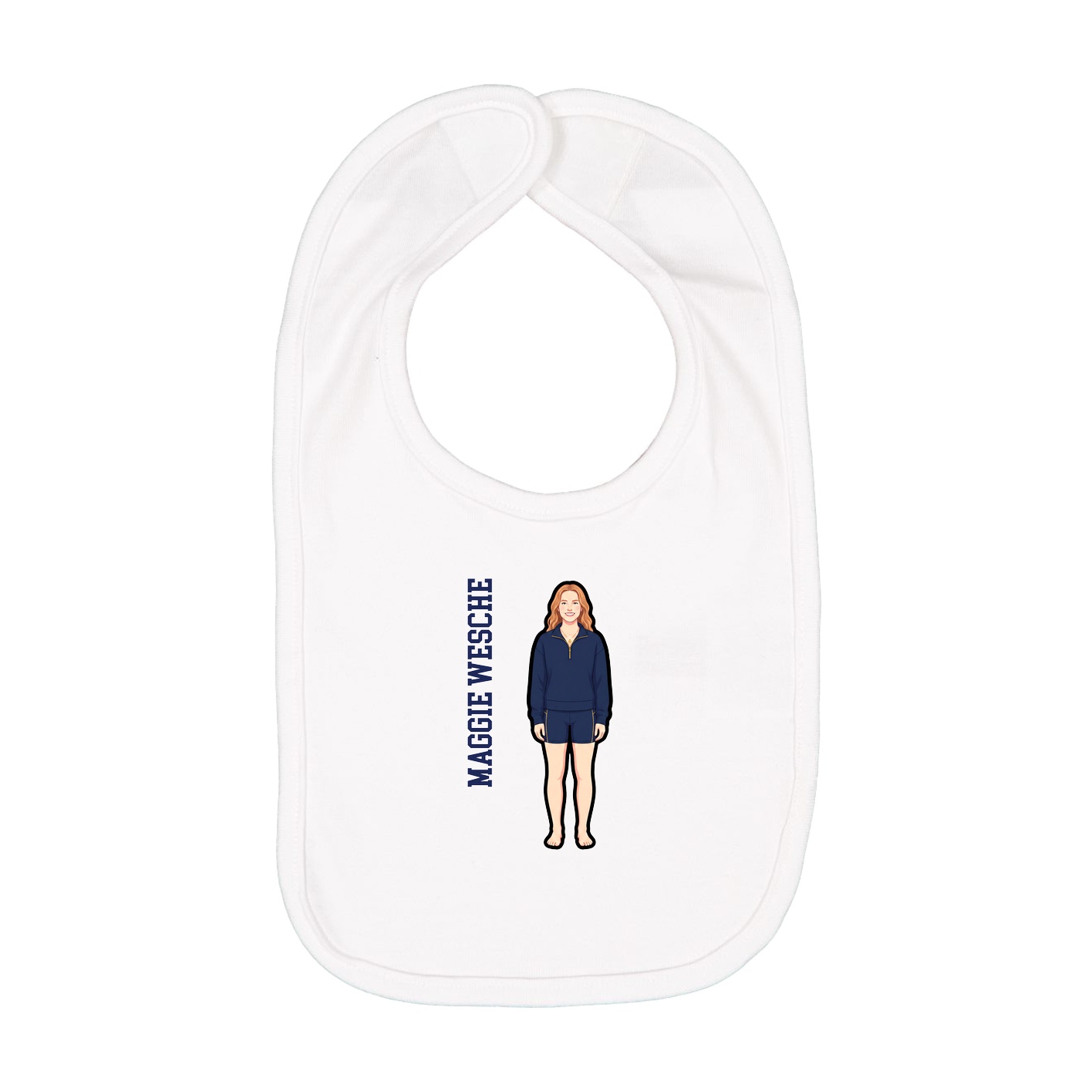 Infant Bib — Name Vertical in White