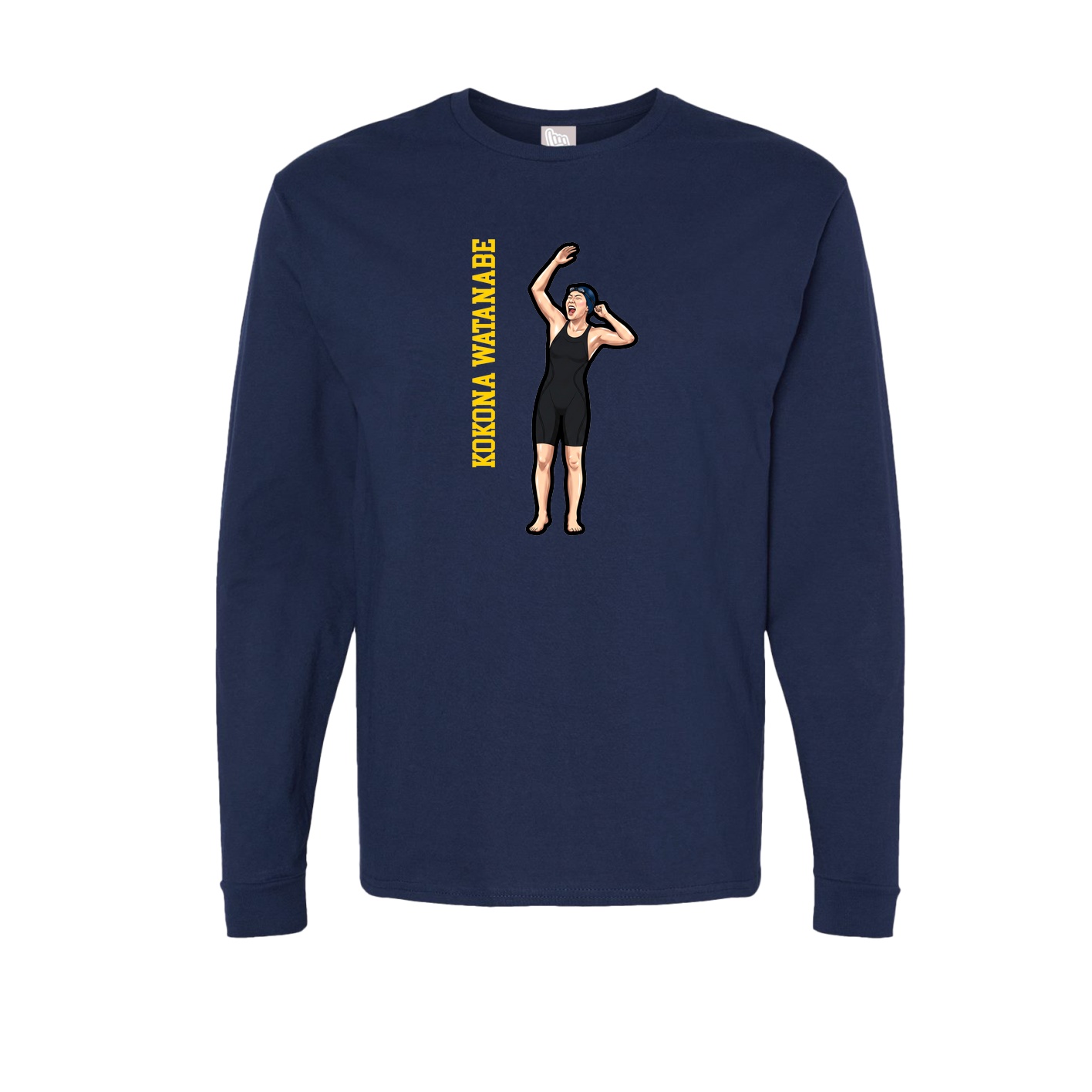Long Sleeve Tee — Name Vertical in Navy