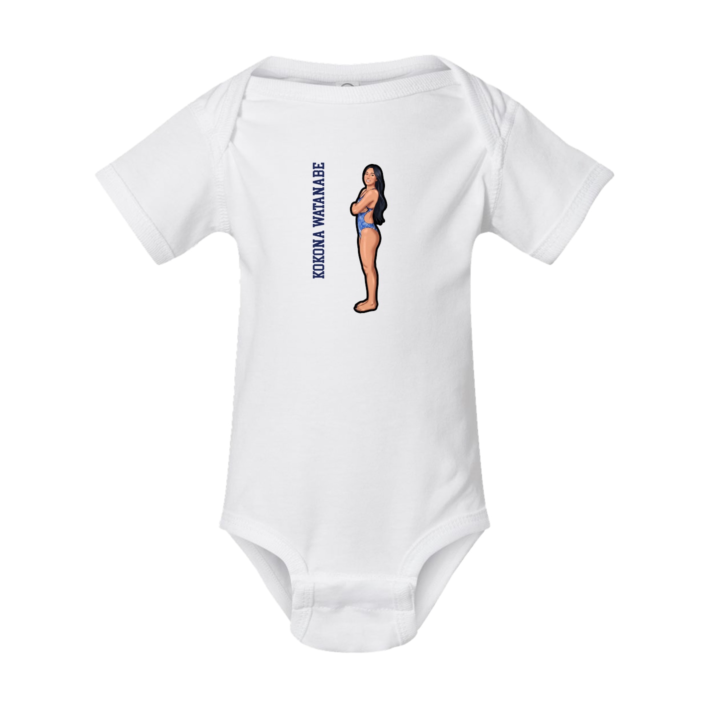 Baby Onesie — Name Vertical in White
