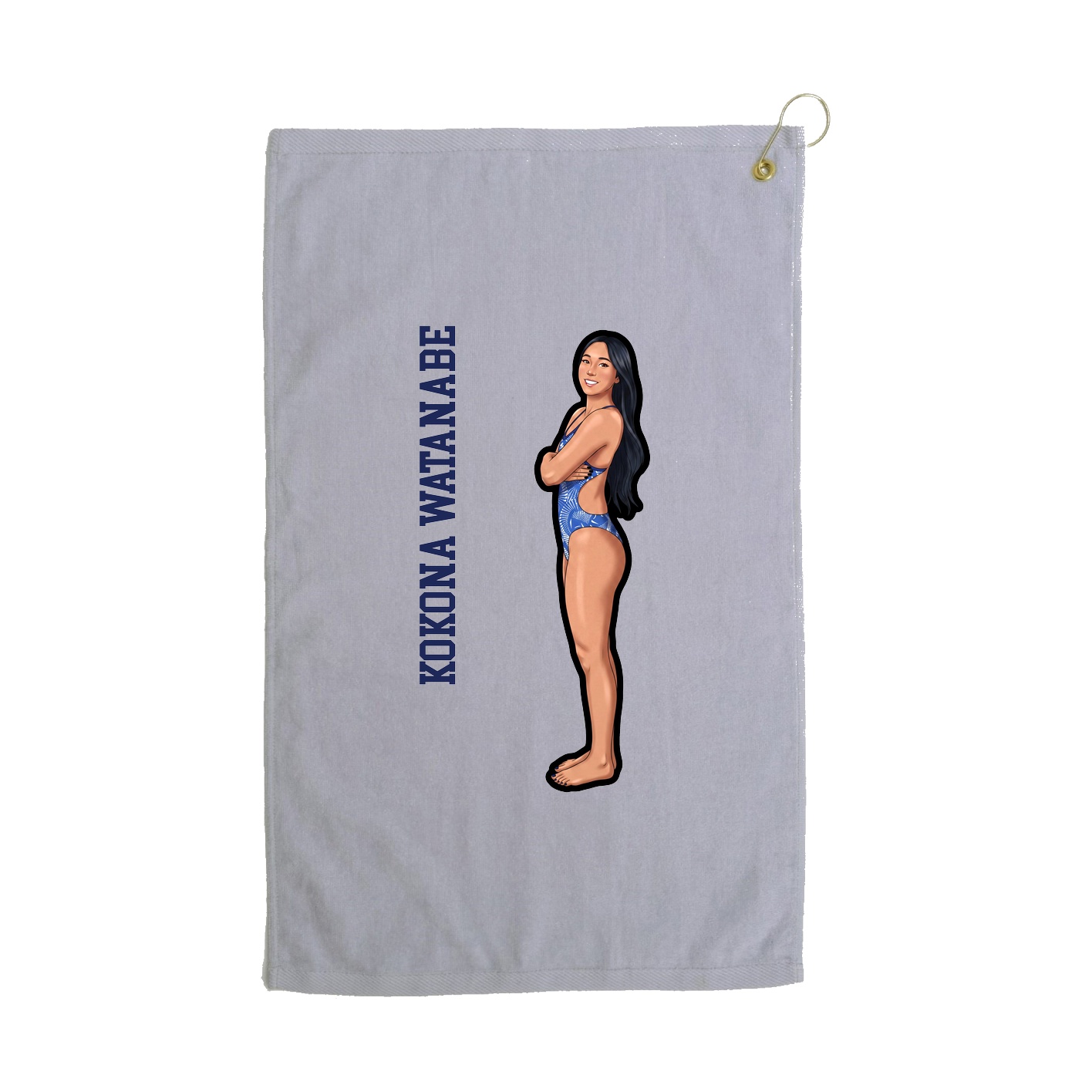 Golf Towel — Name Vertical in Grey