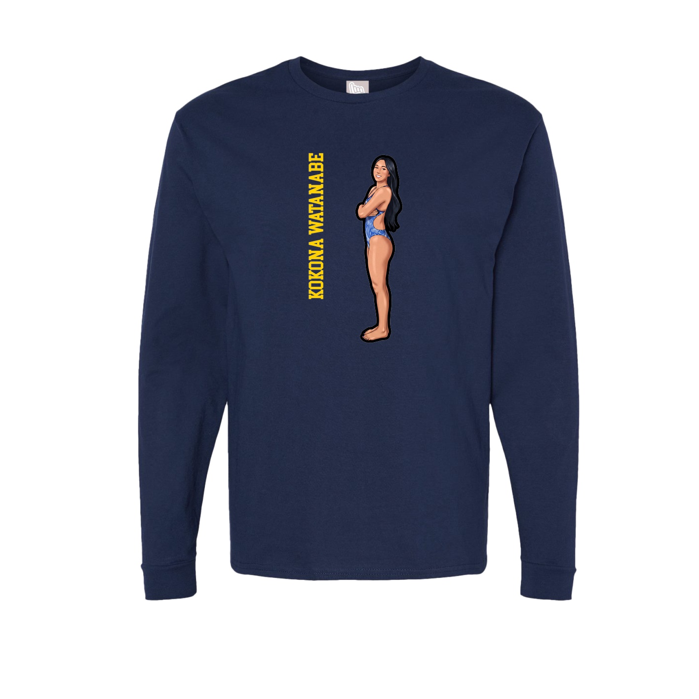 Long Sleeve Tee — Name Vertical in Navy
