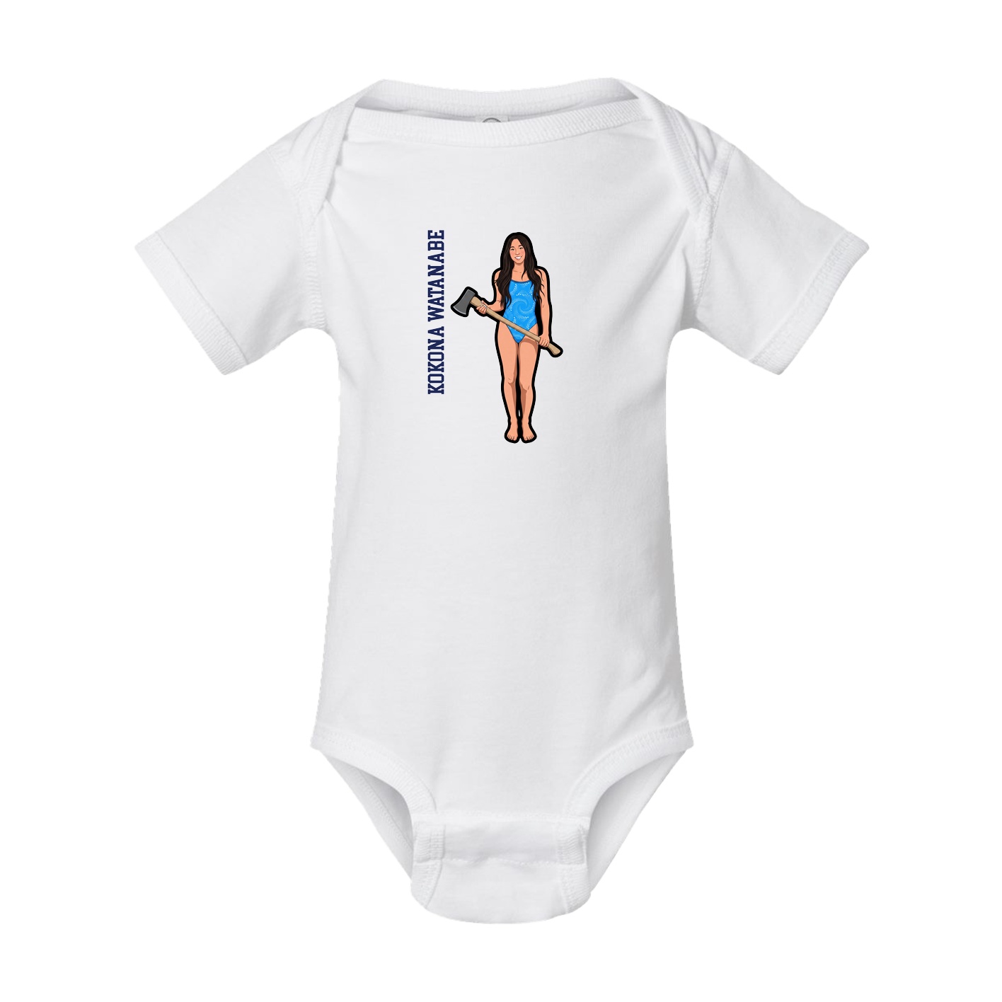 Baby Onesie — Name Vertical in White
