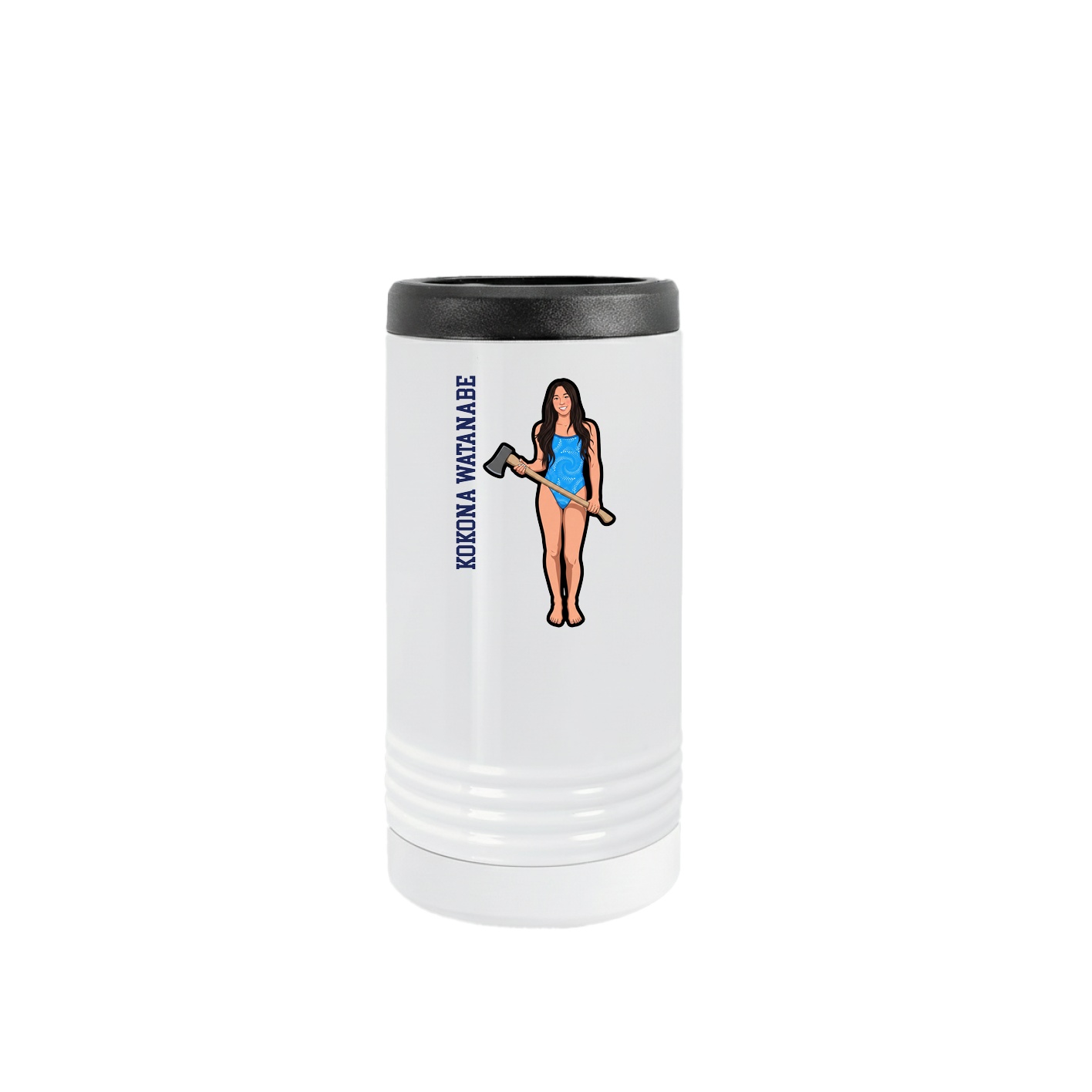 Slim Beverage Holder — Name Vertical in White