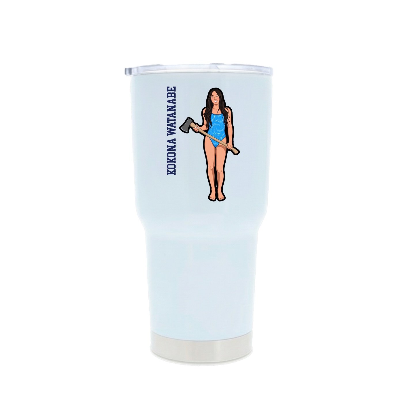 30oz Stainless Steel Tumbler — Name Vertical in White