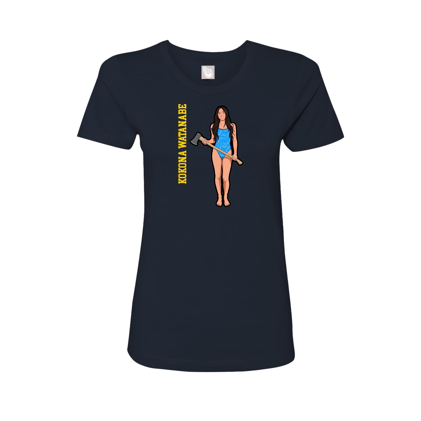 Womens Tee — Name Vertical in Navy