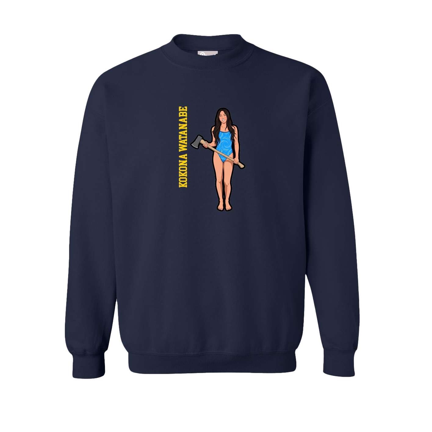 Fleece Crew — Name Vertical in Navy