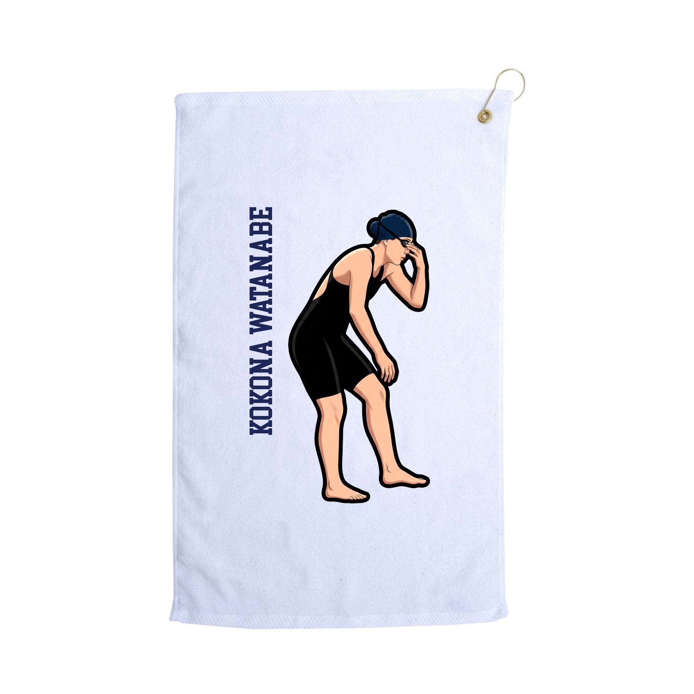 Golf Towel — Name Vertical in White