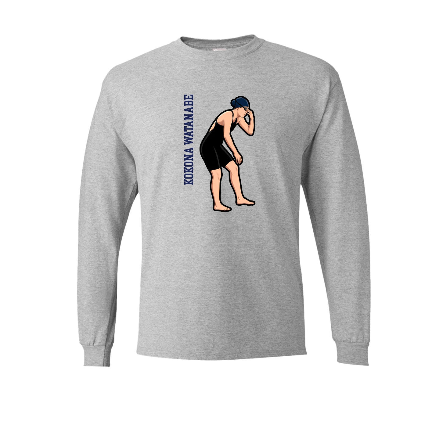 Long Sleeve Tee — Name Vertical in Grey