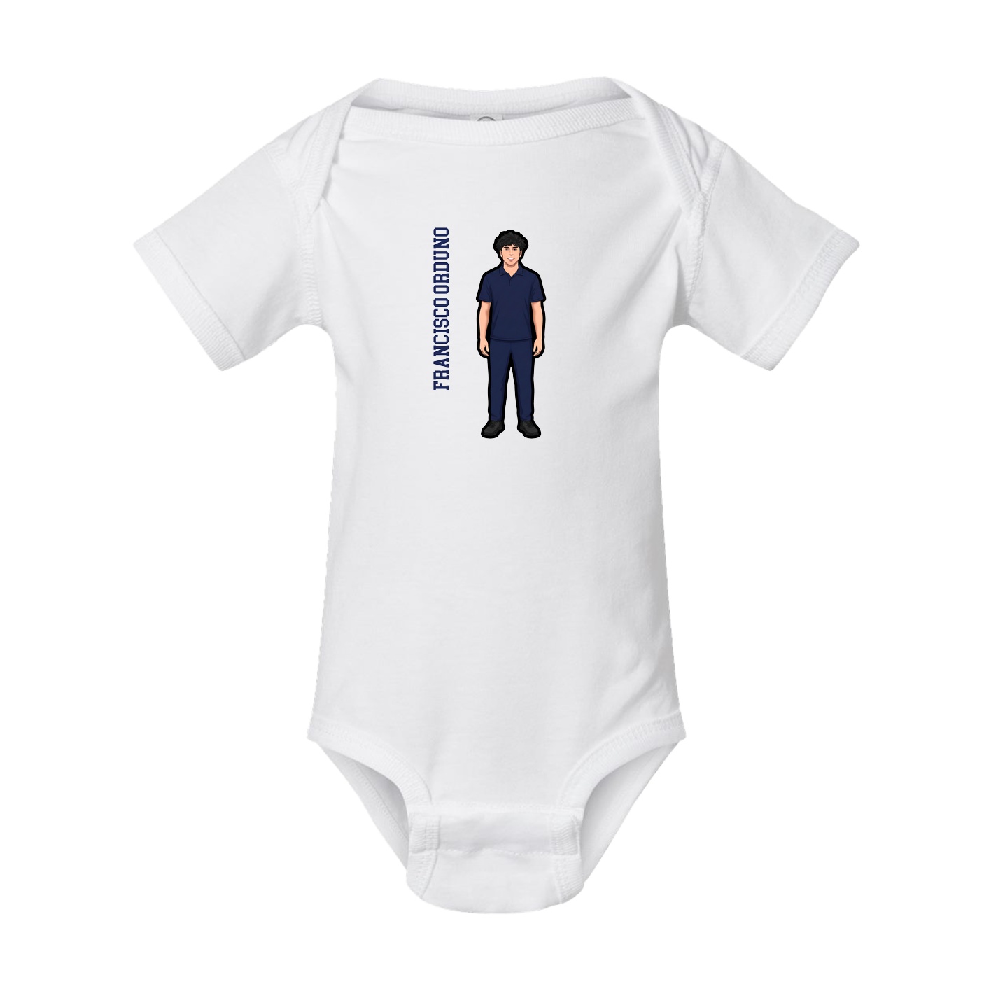 Baby Onesie — Name Vertical in White