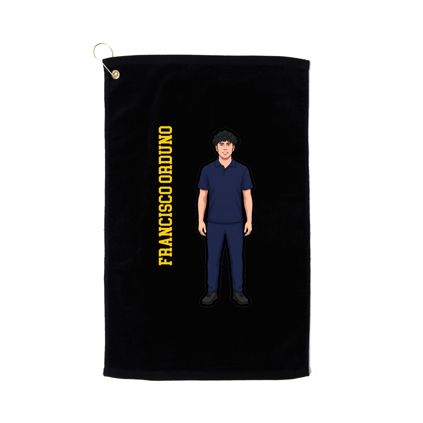 Golf Towel — Name Vertical in Black