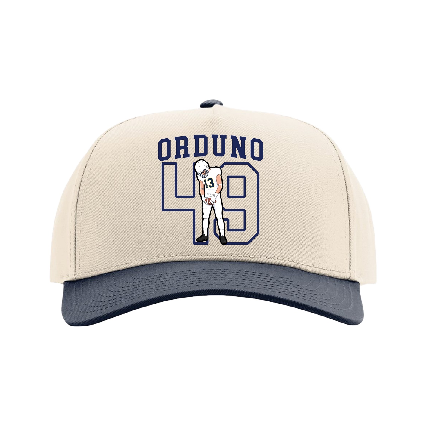 Full Fabric Five-Panel Champ Cap — Shirsey in Cream/Navy