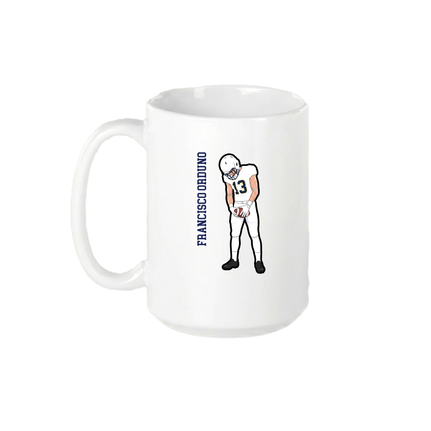 15oz Coffee Mug — Name Vertical in White