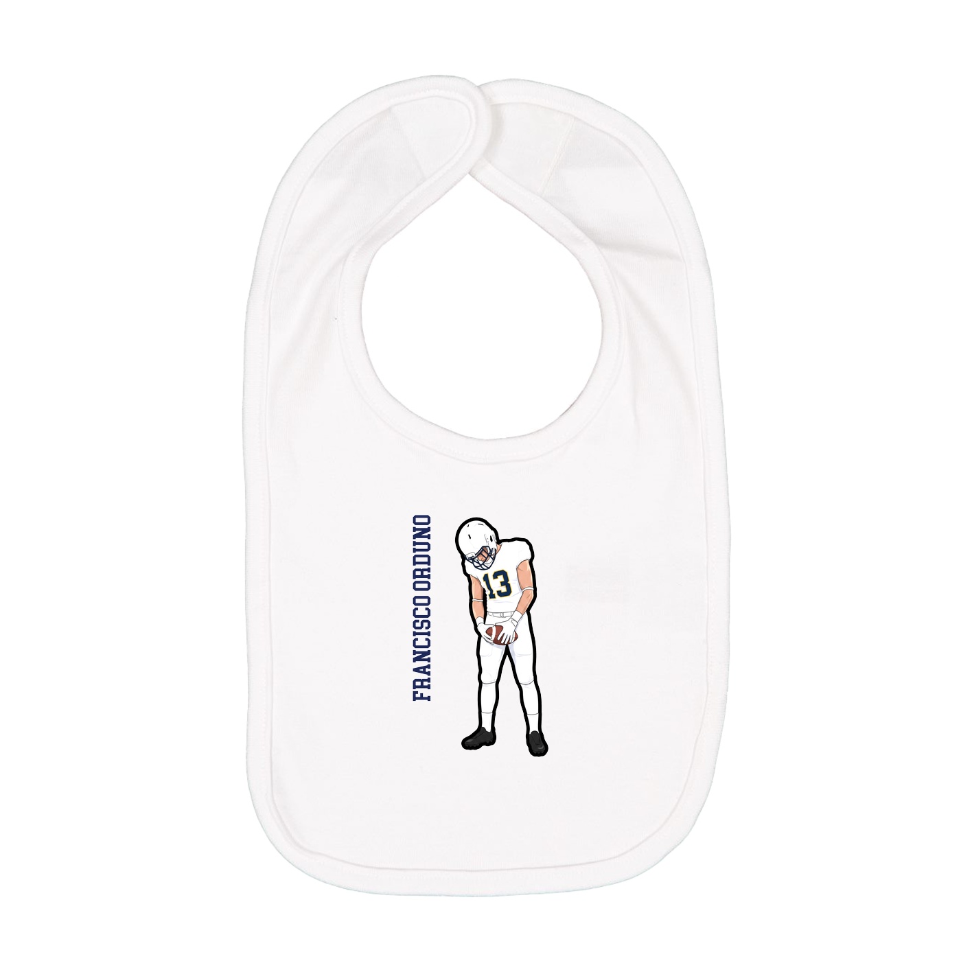 Infant Bib — Name Vertical in White