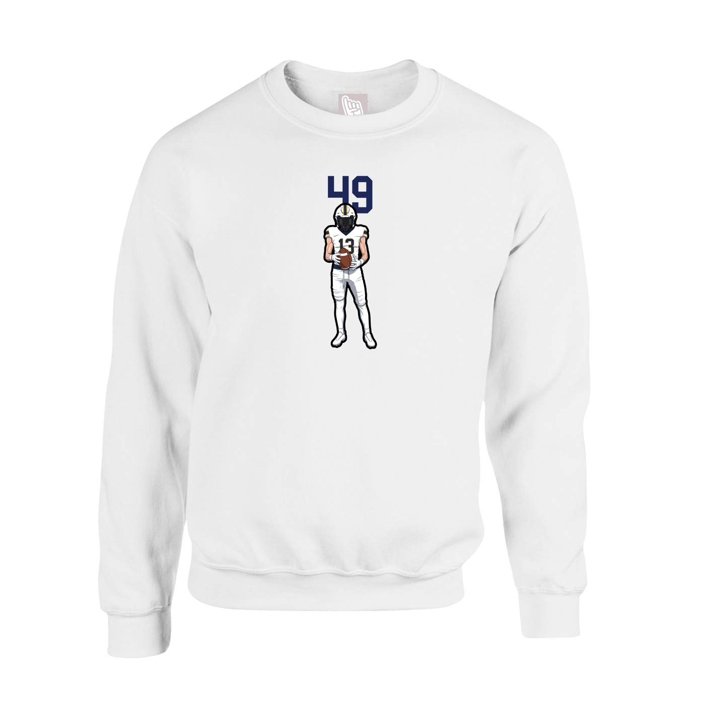 Fleece Crew — Number Top in White