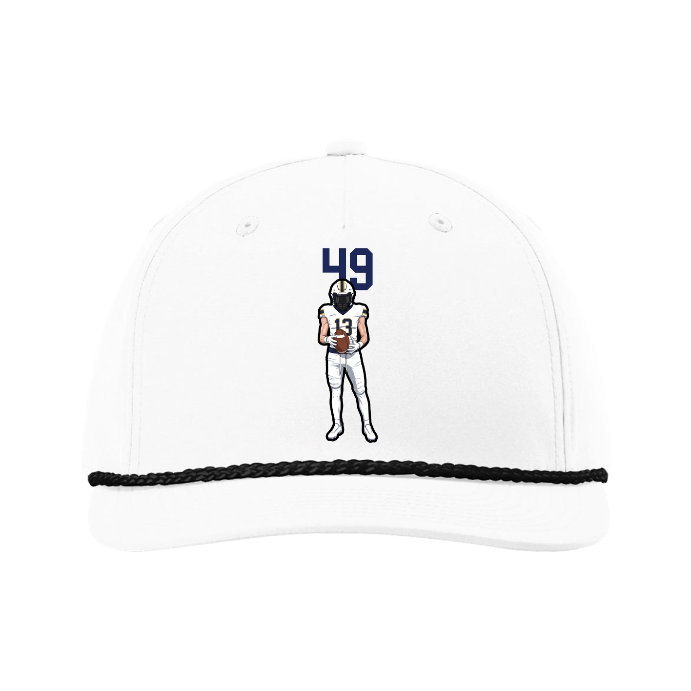 Five-Panel Classic Rope Cap — Number Top in White