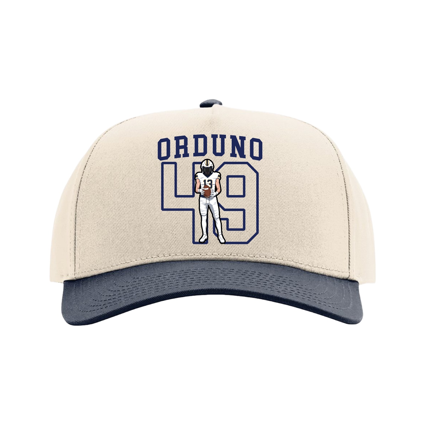 Full Fabric Five-Panel Champ Cap — Shirsey in Cream/Navy