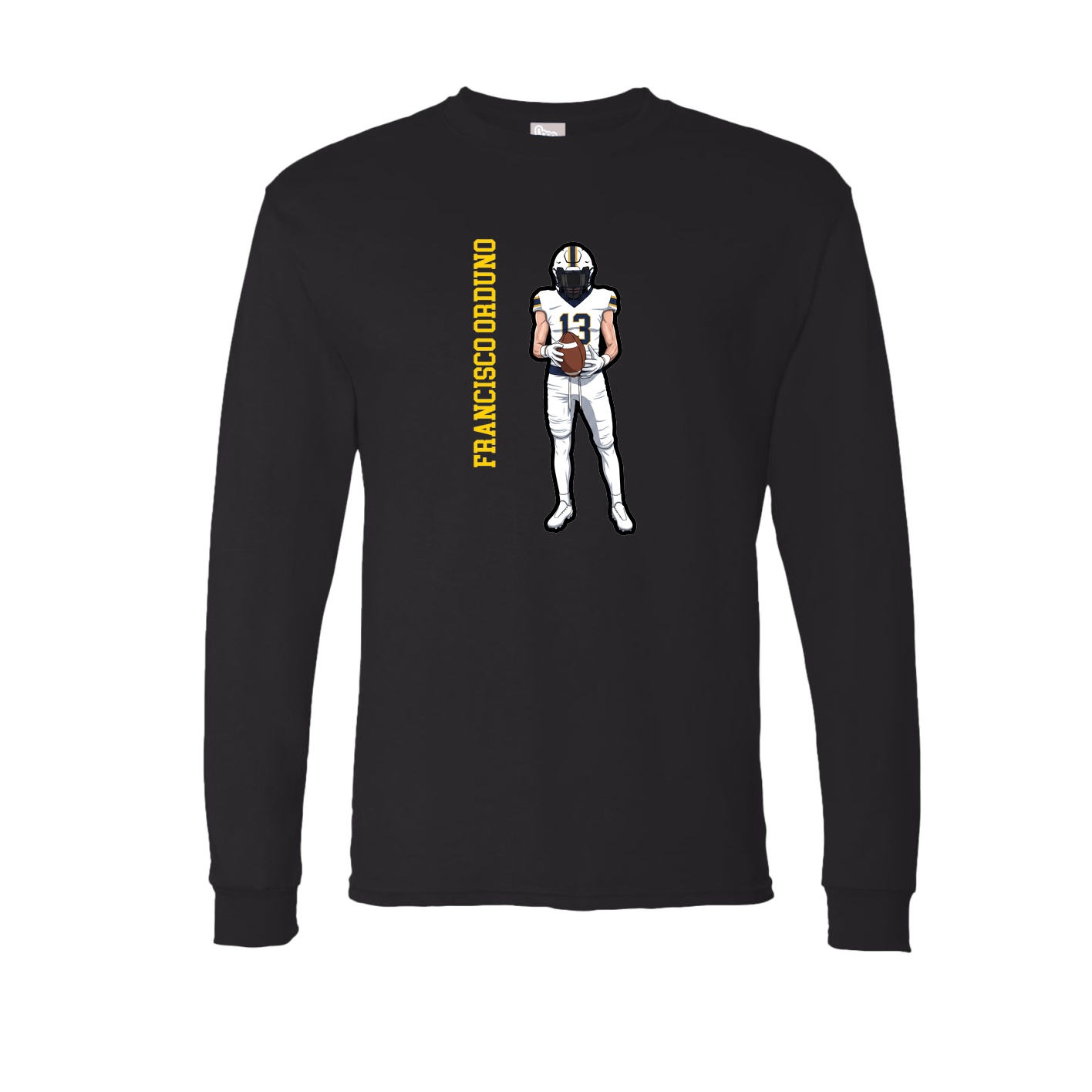 Long Sleeve Tee — Name Vertical in Black