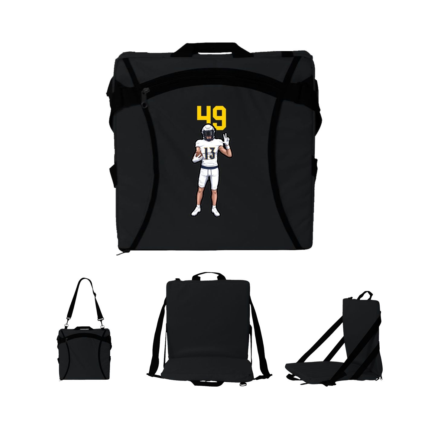 Folding Stadium Seat — Number Top in Black