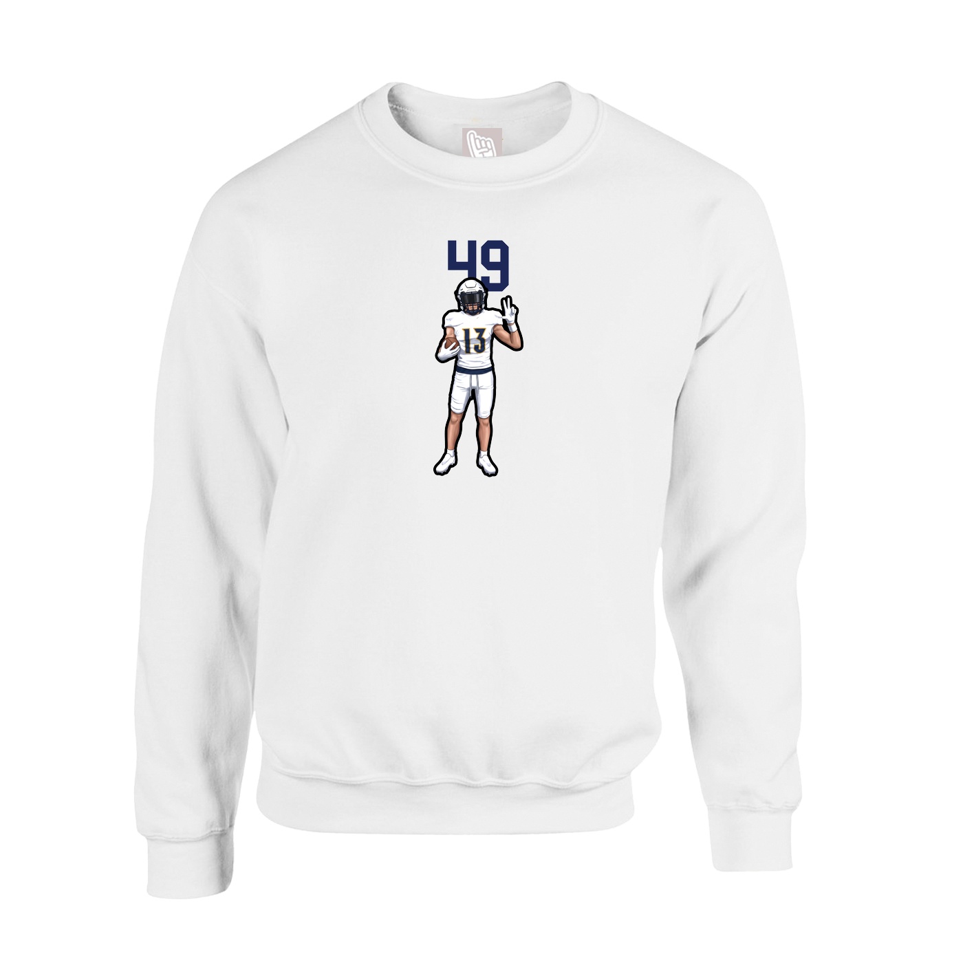 Fleece Crew — Number Top in White